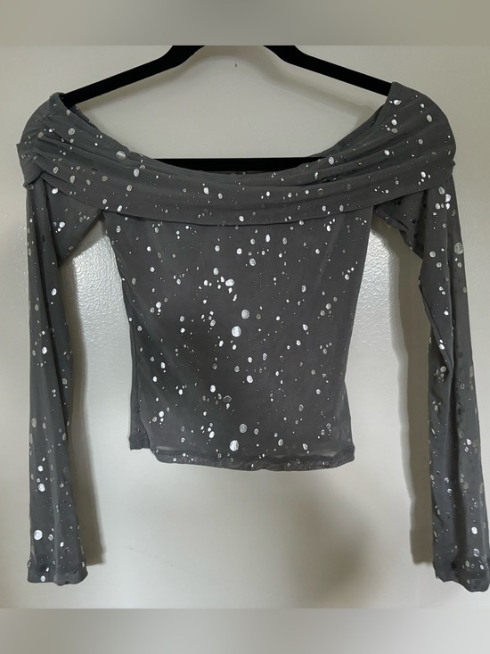 Motel Rocks Tops - MOTEL Off-Shoulder Gray with sparkles top
